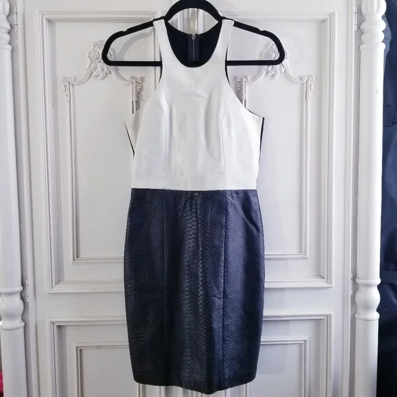 Mason X Michelle Mason Lambskin Leather Colorblock Phyton Embossed Tank  dress - threedaughtersproperties.com